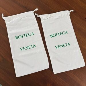 Bottega Veneta White & Green Logo Dust Bags – Set of 2 Shoe Dust Pouches
